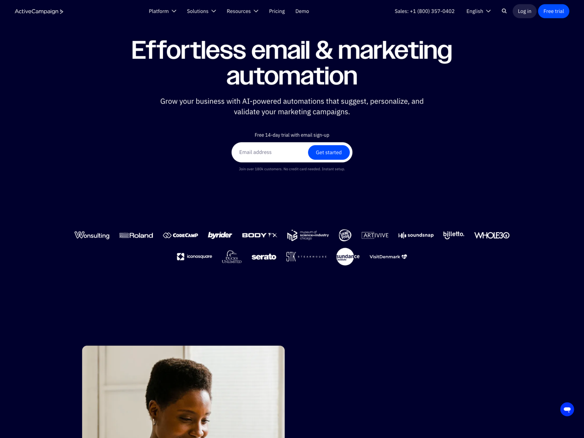 ActiveCampaign website screenshot