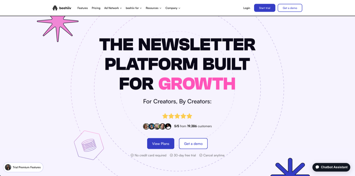 beehiiv website screenshot