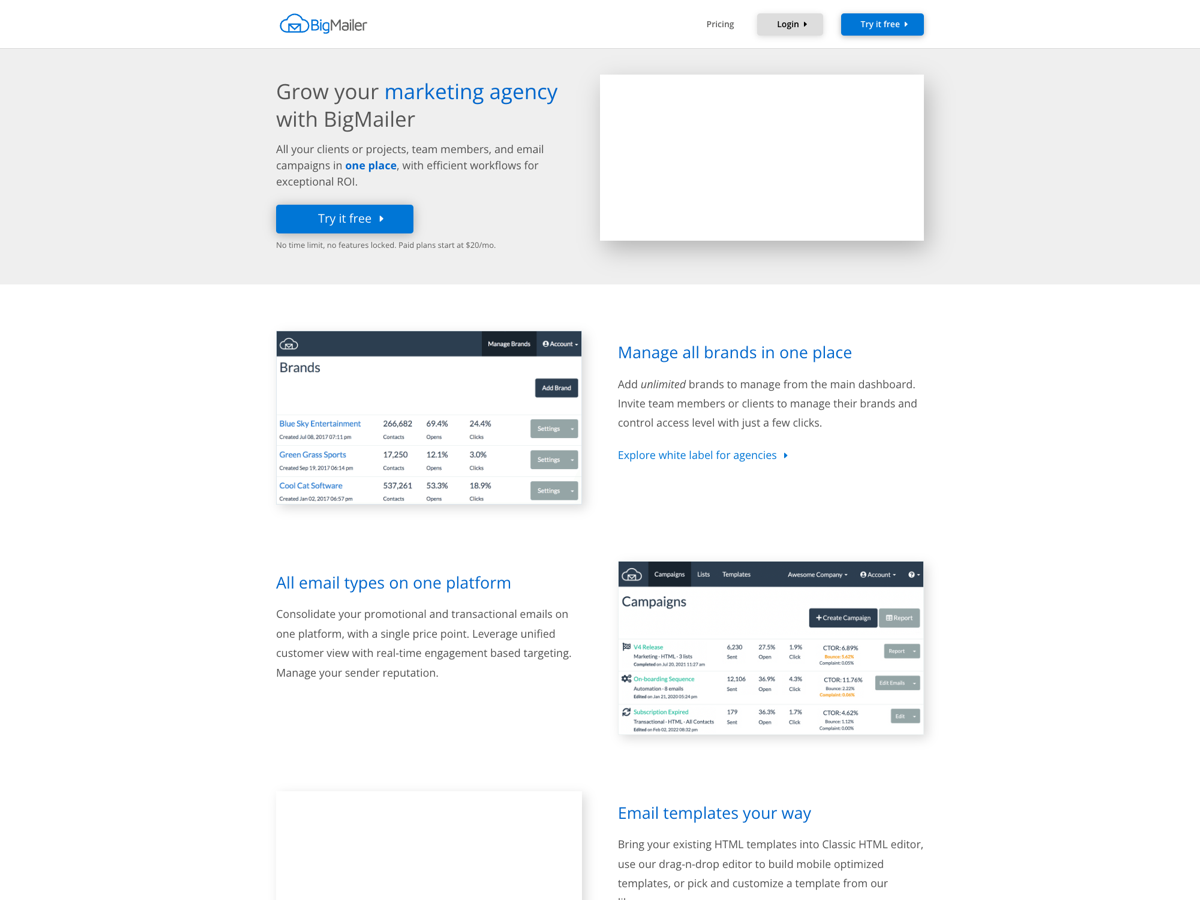 BigMailer website screenshot