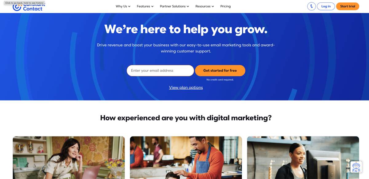 Constant Contact website screenshot