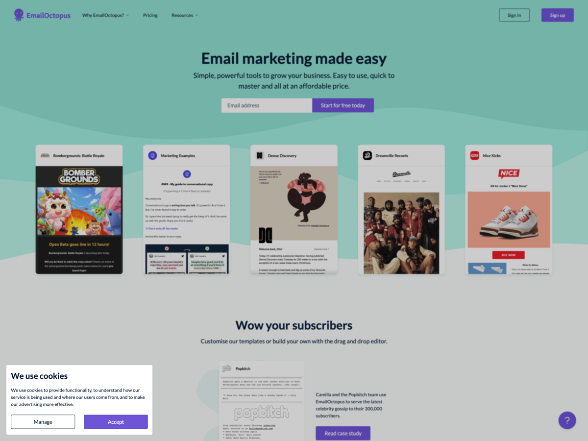 EmailOctopus website screenshot