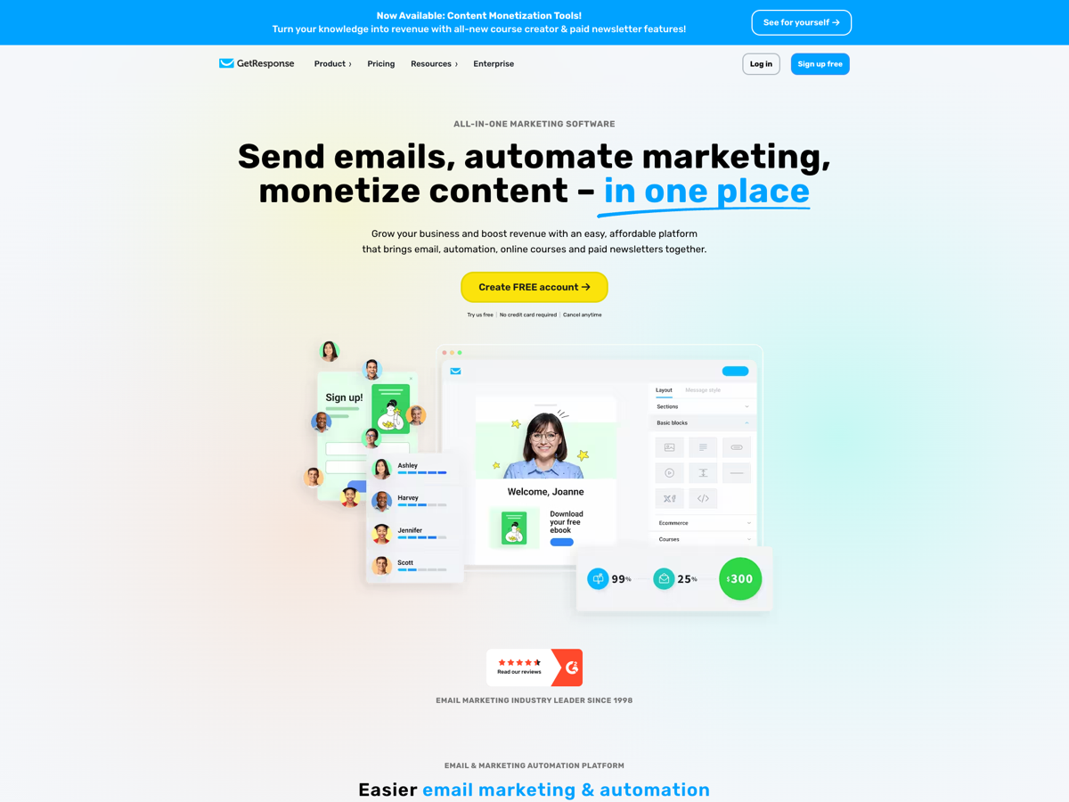 GetResponse website screenshot
