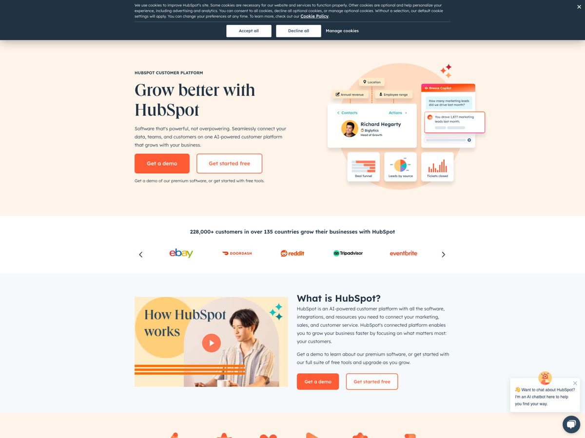 HubSpot Marketing Hub website screenshot