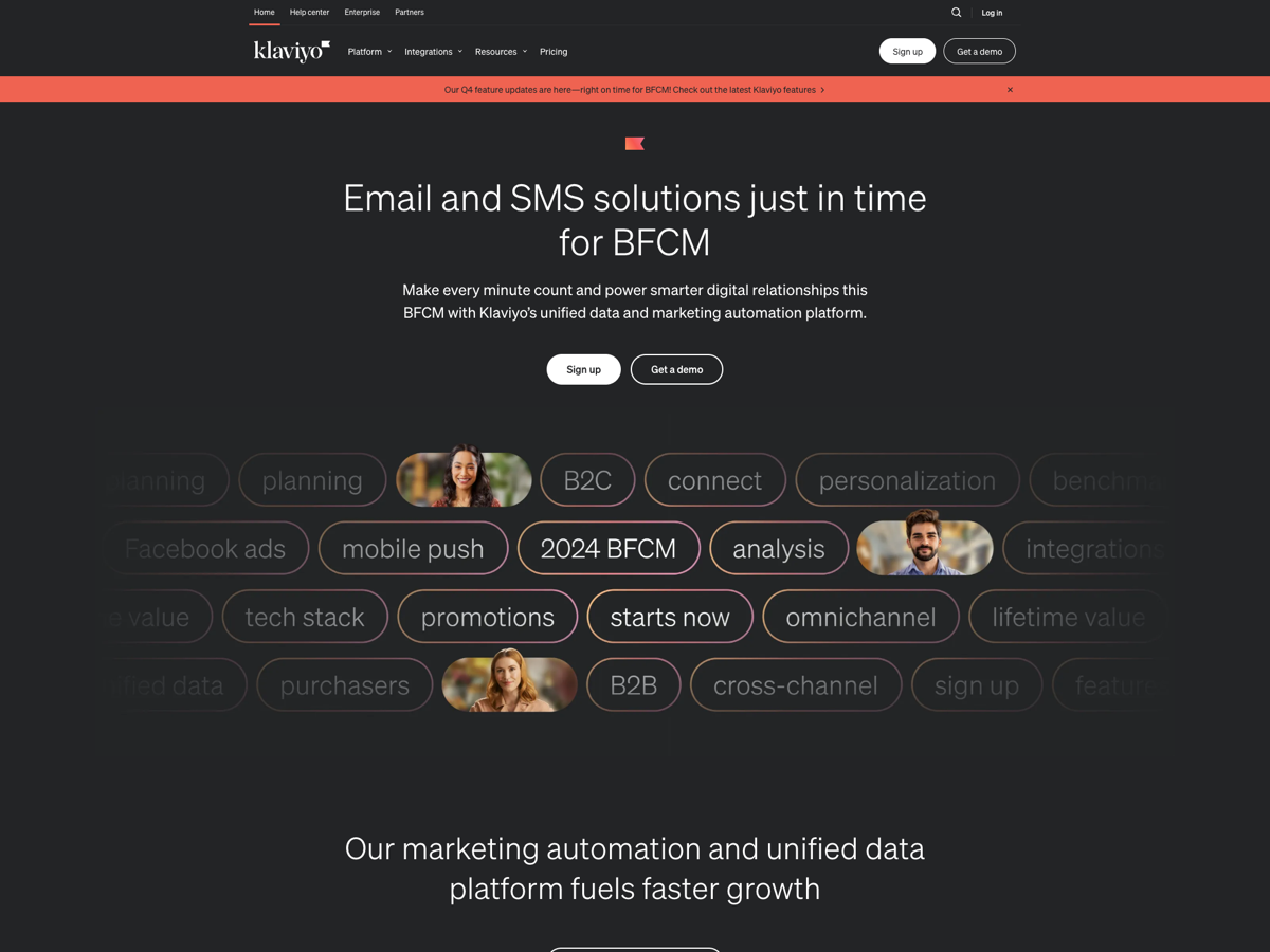 Klaviyo website screenshot