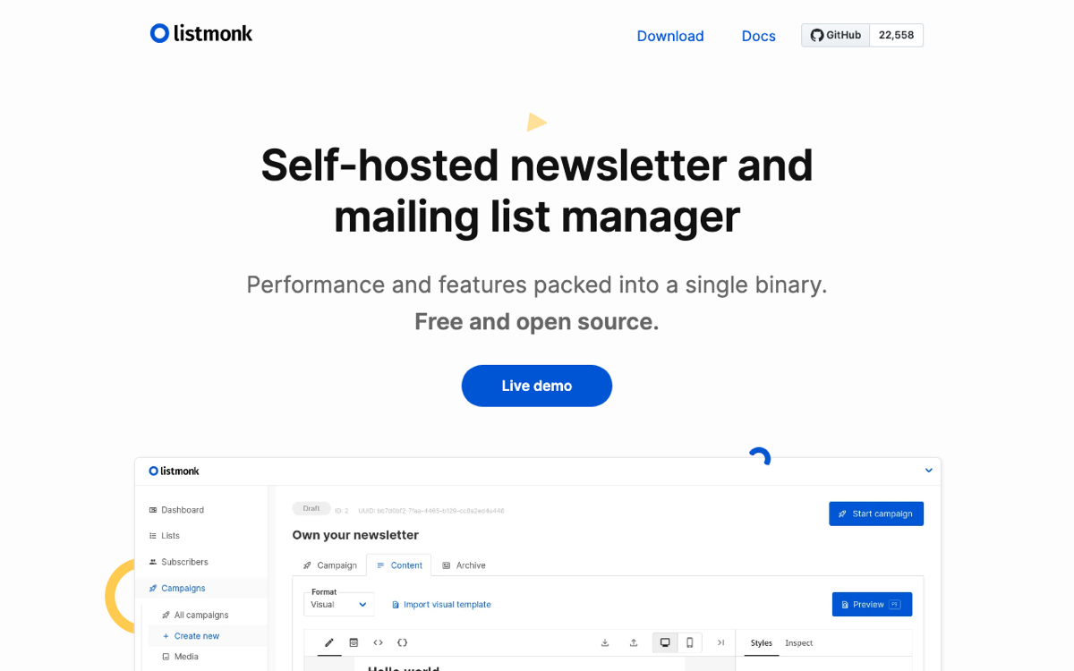 Listmonk screenshot