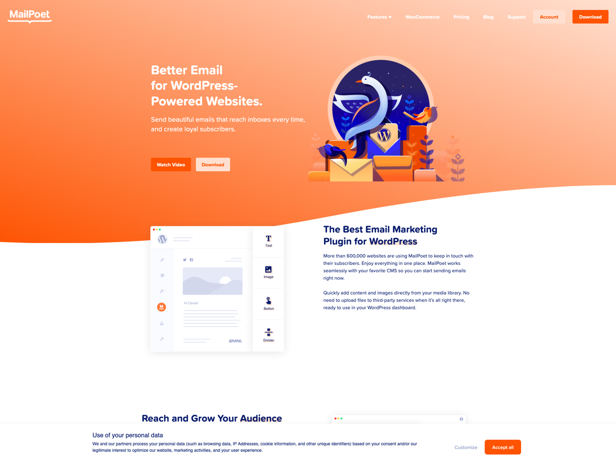 MailPoet website screenshot