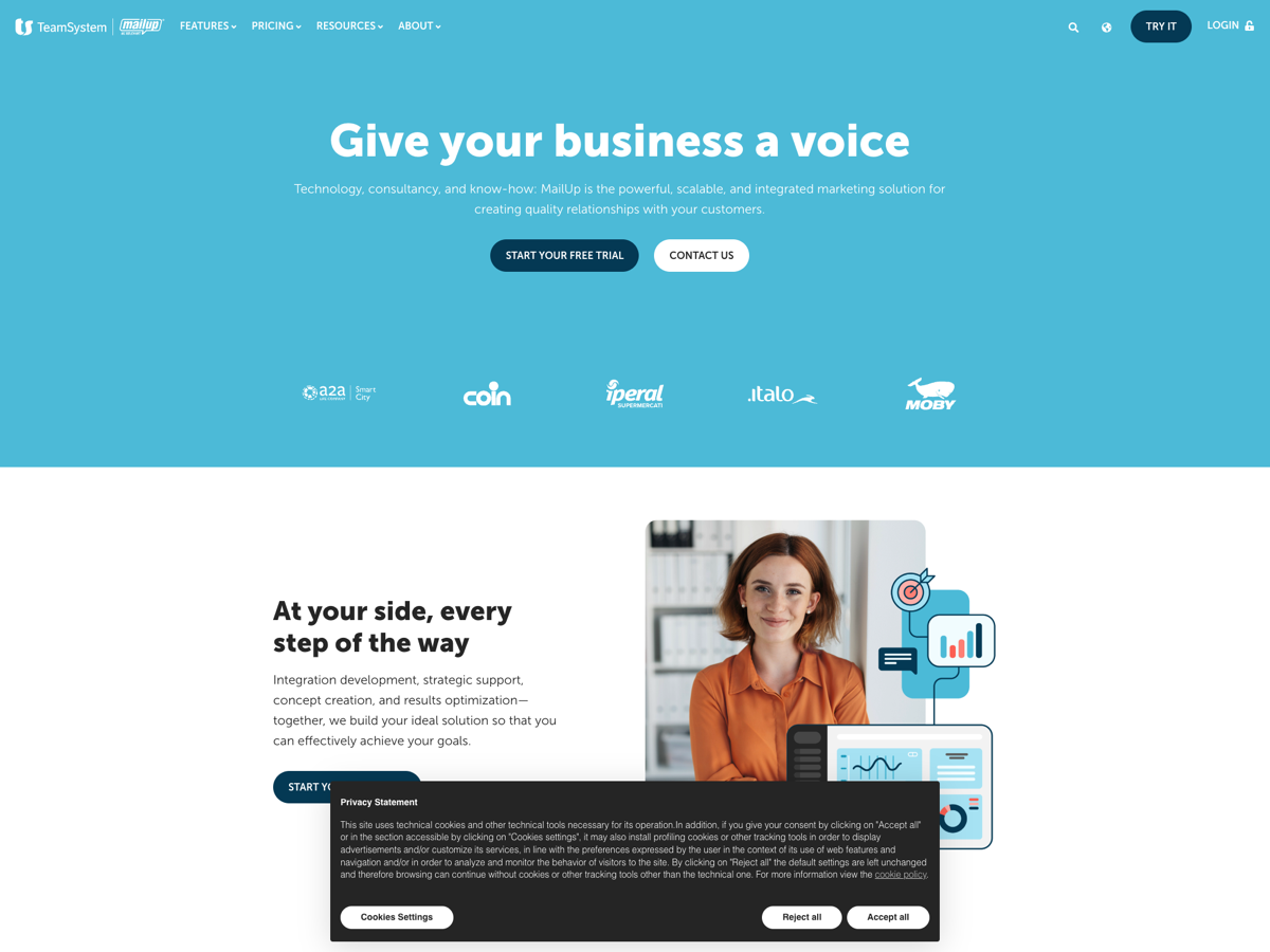 MailUp website screenshot