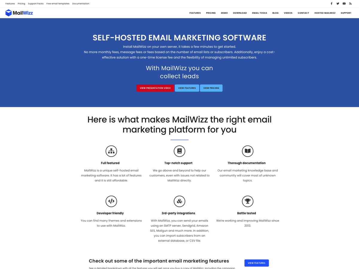 MailWizz website screenshot