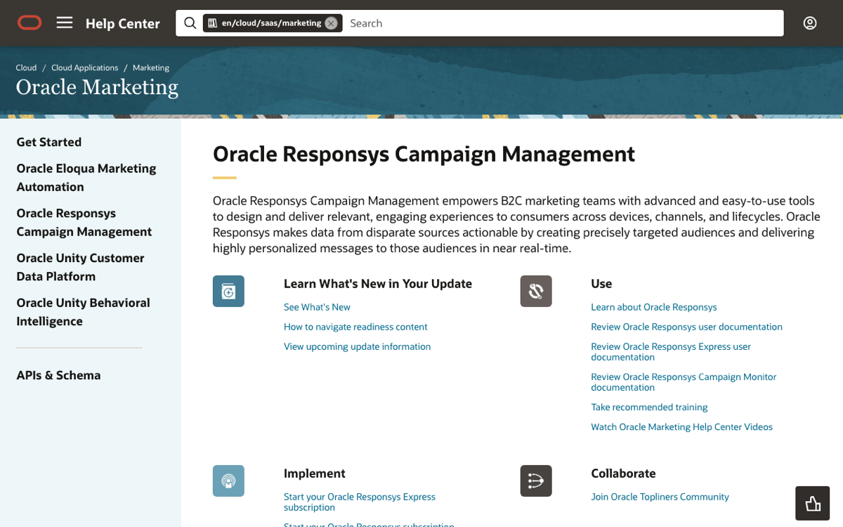 Oracle Responsys Campaign Management screenshot