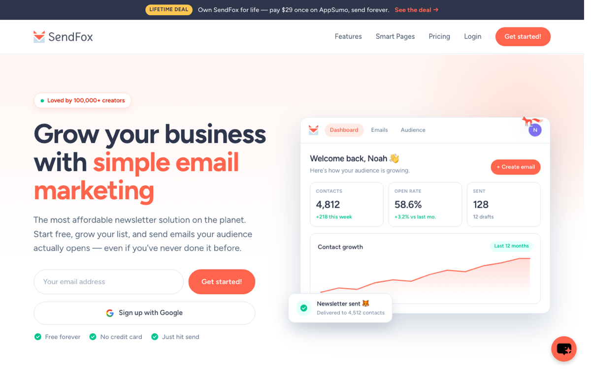 SendFox screenshot