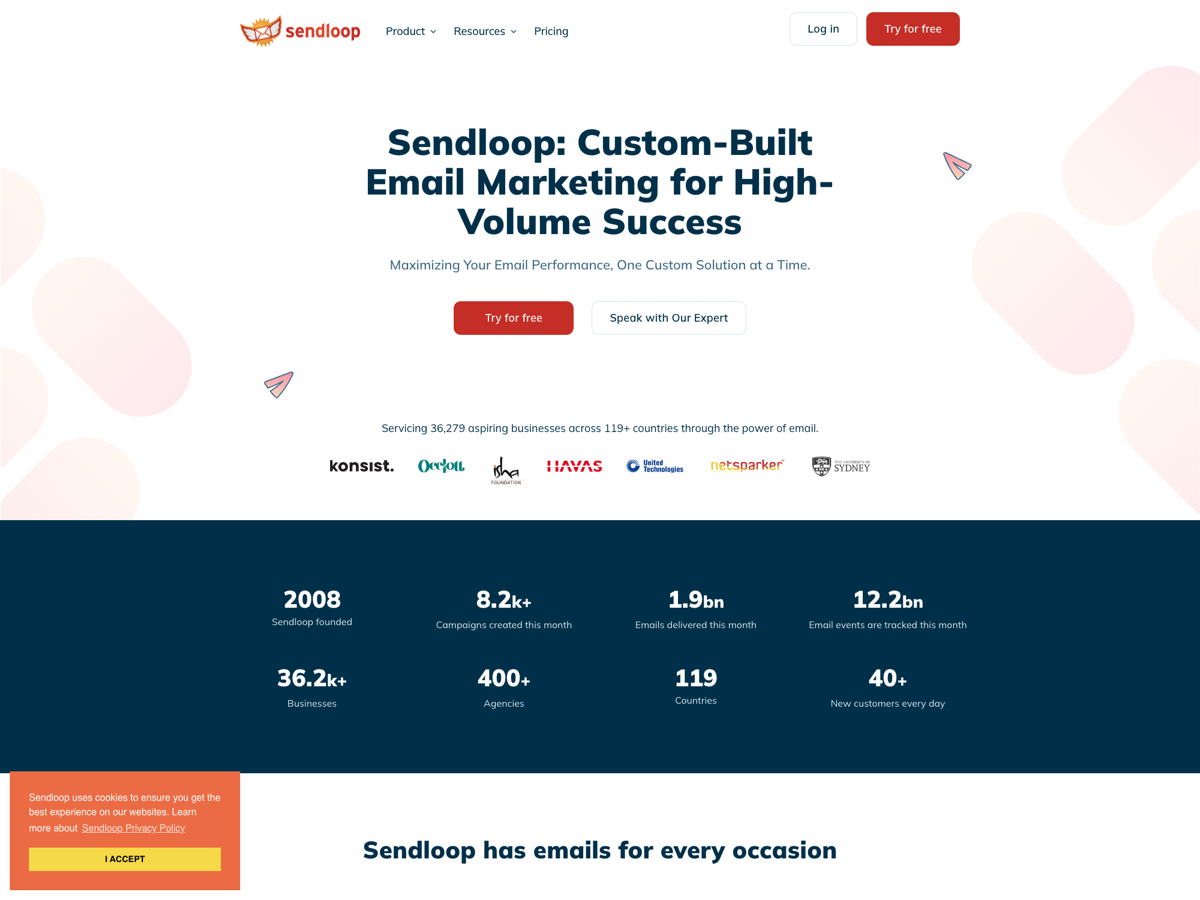 Sendloop website screenshot