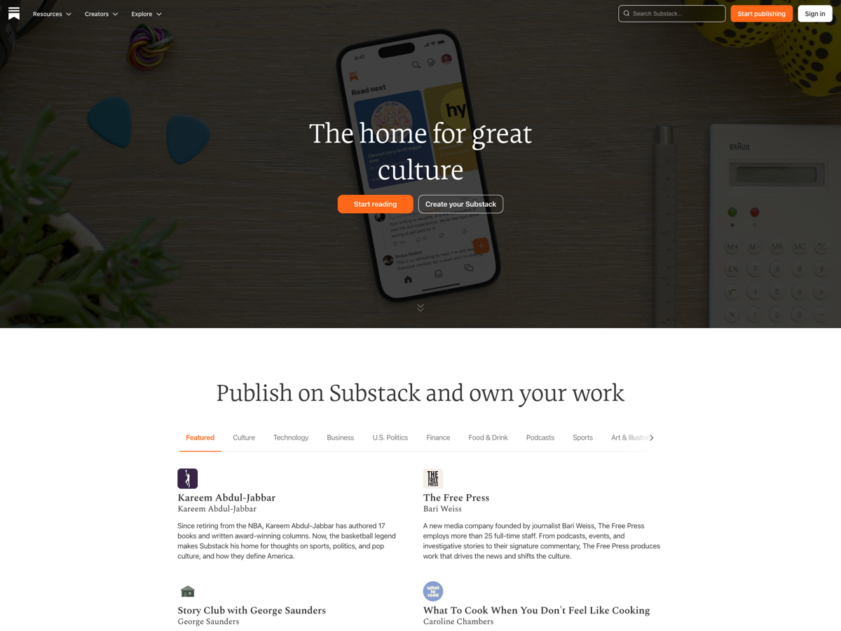 Substack website screenshot